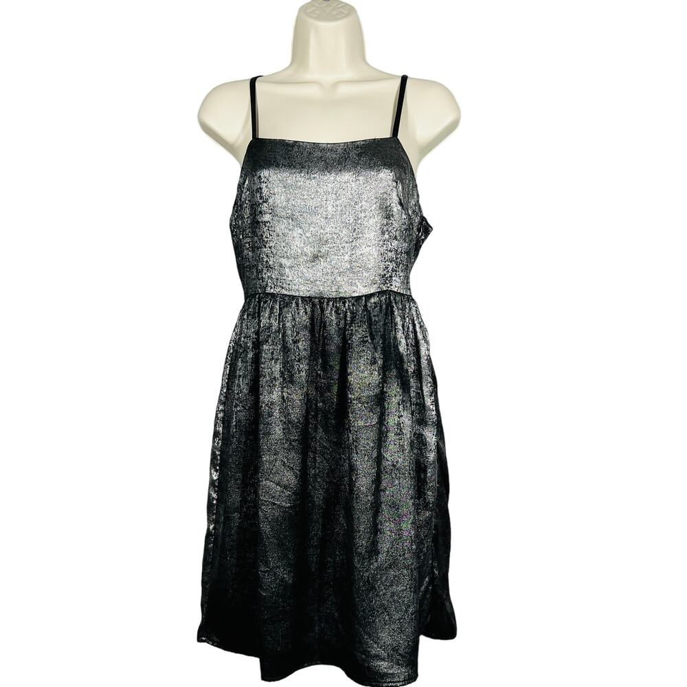 Ontwelfth Gun Metal Silver Strappy Dress A Line Skirt Strappy Party - S